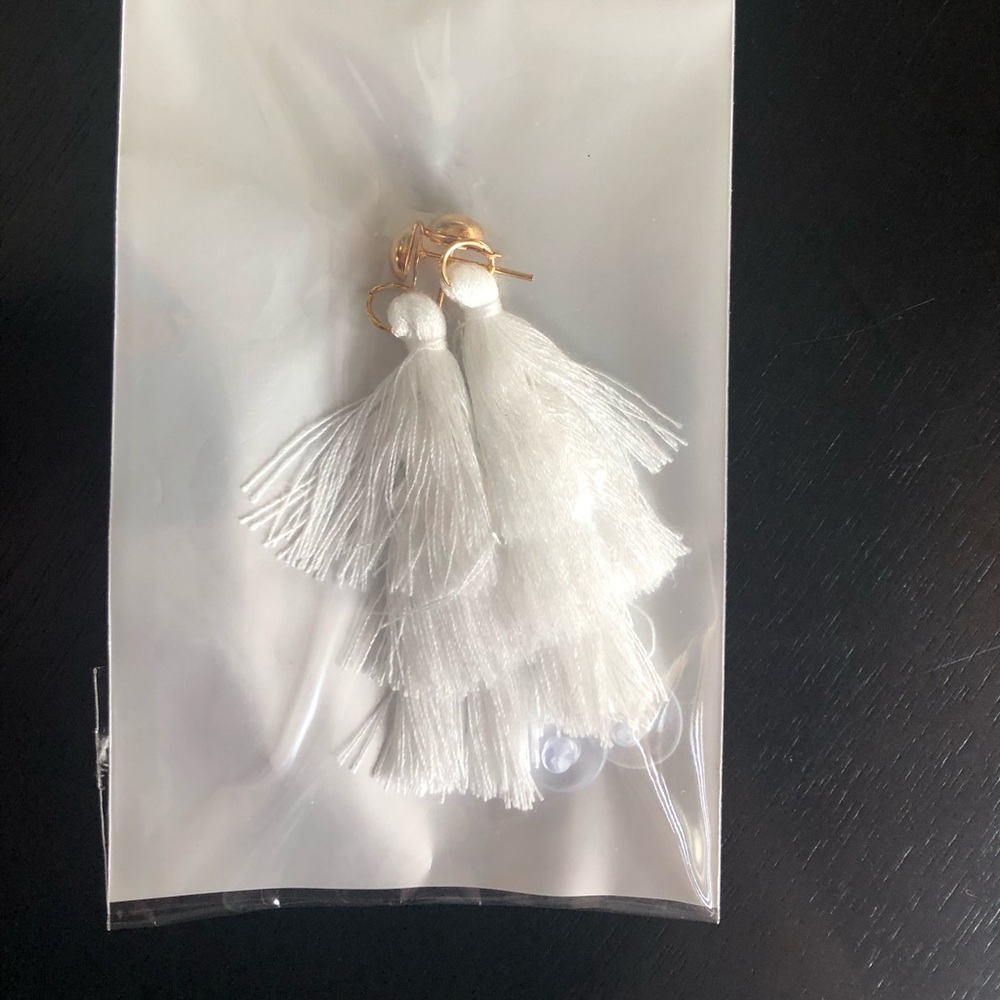 White tassel earrings